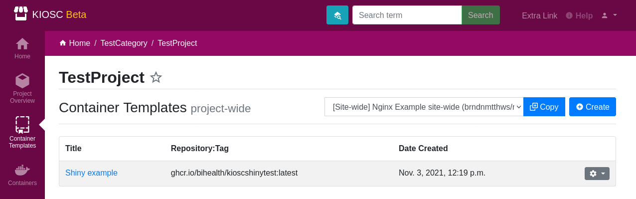 Overview container template