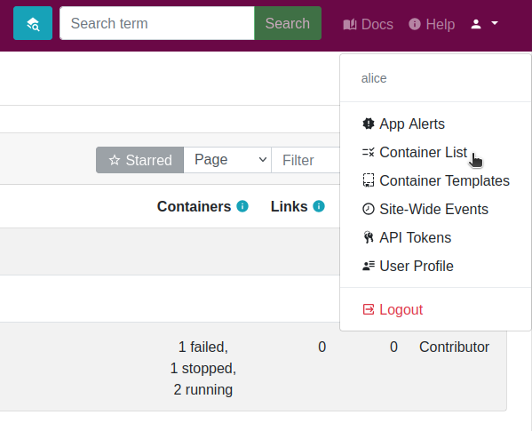 Container list