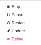 Control menu when container is not running