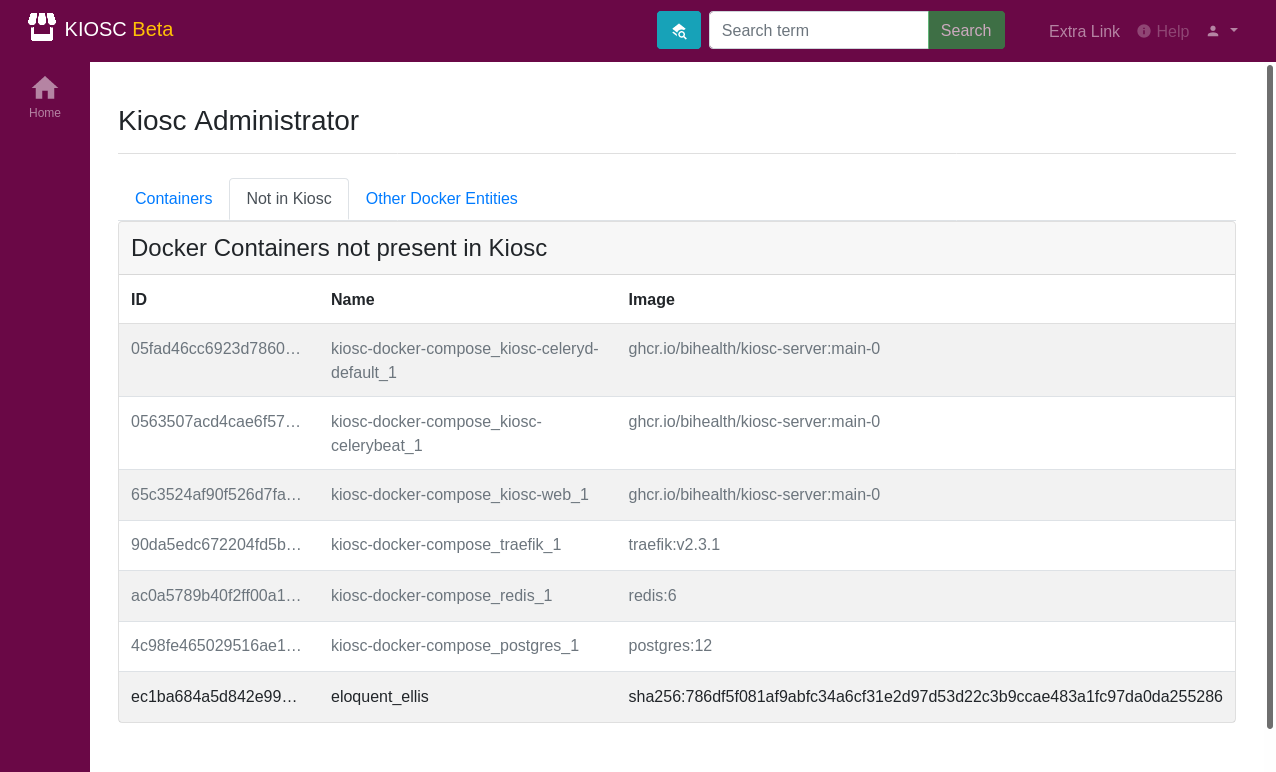 Kiosc administration - Not in Kiosc
